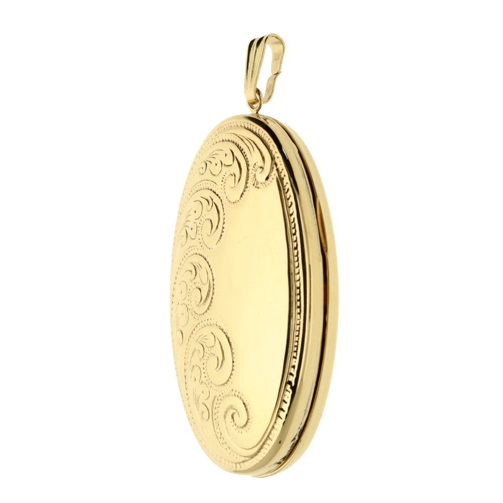 9ct Yellow Gold Large Patterned Locket - 7.00g