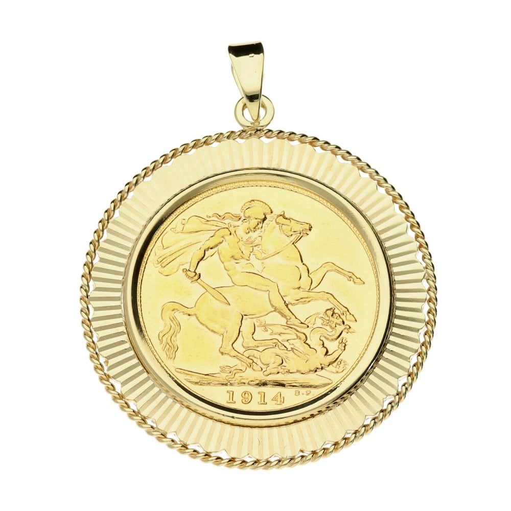1914 Gold Full Sovereign Pendant - 11.2g