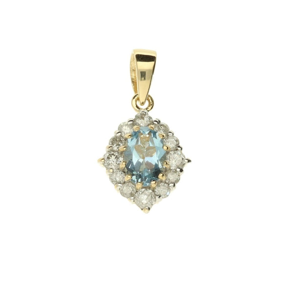 18ct Yellow Gold Topaz & Diamond Cluster Pendant