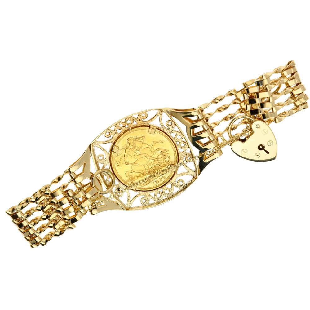 1898 Full Sovereign Coin Gate Bracelet