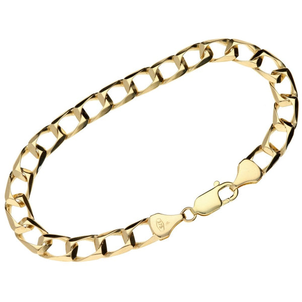 9ct Yellow Gold Gents Square Curb Bracelet - 9" - 18.2g