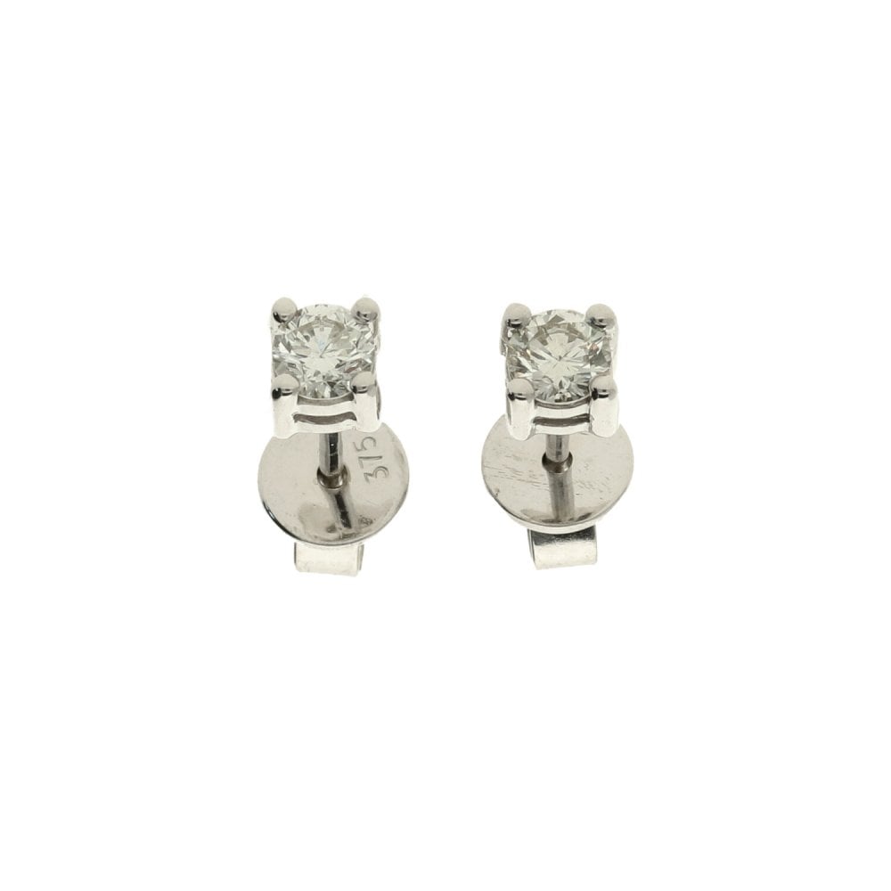 9ct White Gold Diamond Stud Earrings