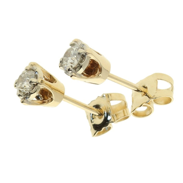 9ct Yellow Gold Diamond Stud Earrings
