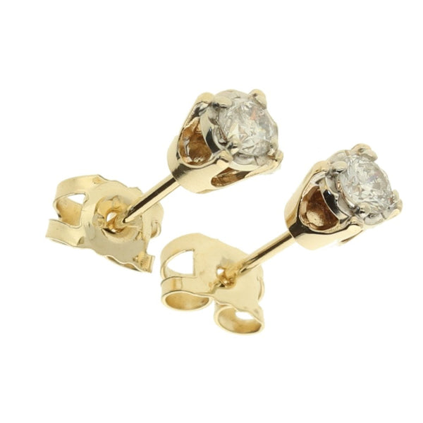 9ct Yellow Gold Diamond Stud Earrings