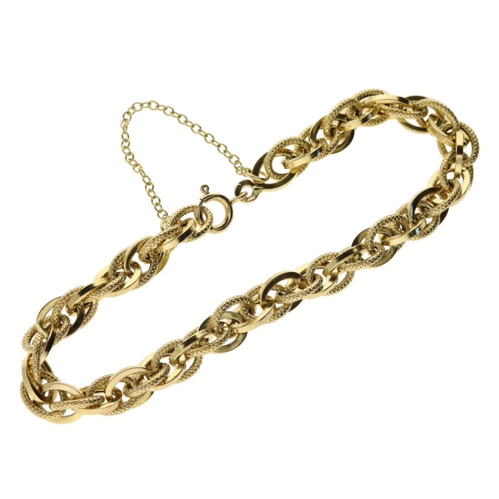 9ct Yellow Gold Ladies Fancy Link Bracelet-7"