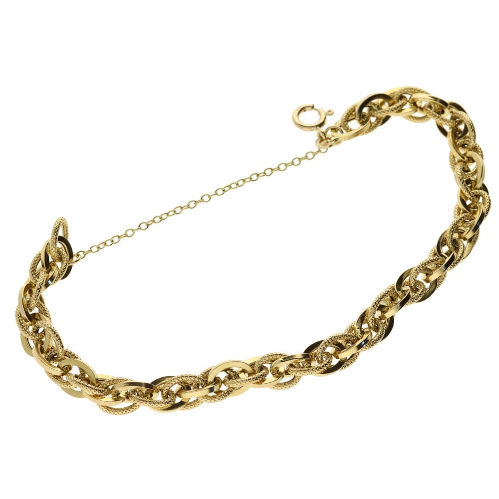 9ct Yellow Gold Ladies Fancy Link Bracelet-7"