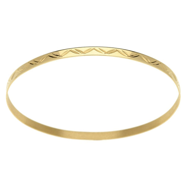 9ct Yellow Gold Patterned Solid Bangle