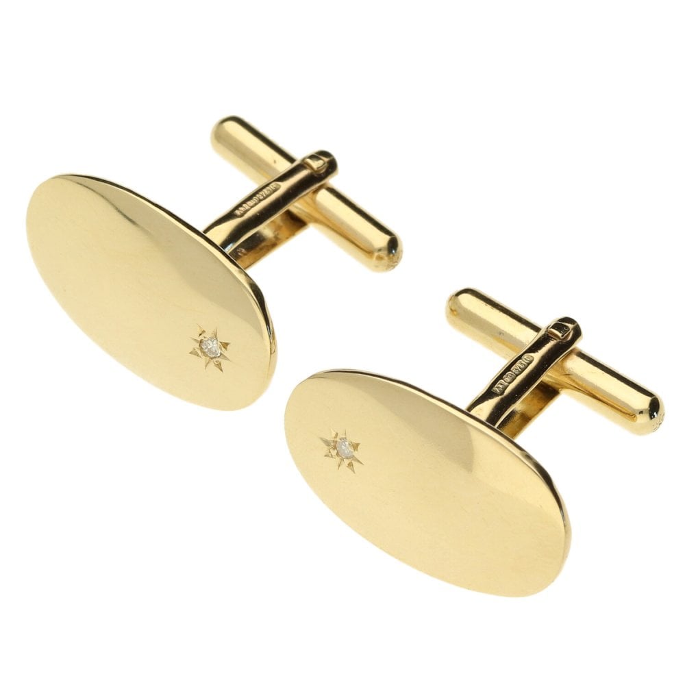 9ct Yellow Gold Diamond Cufflinks