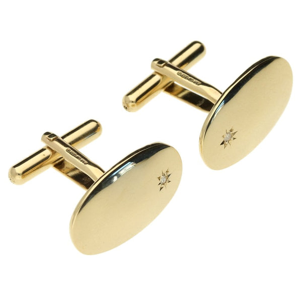 9ct Yellow Gold Diamond Cufflinks