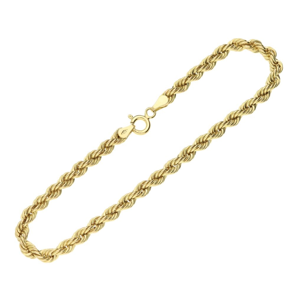 9ct Yellow Gold Ladies Rope Bracelet -7.5"