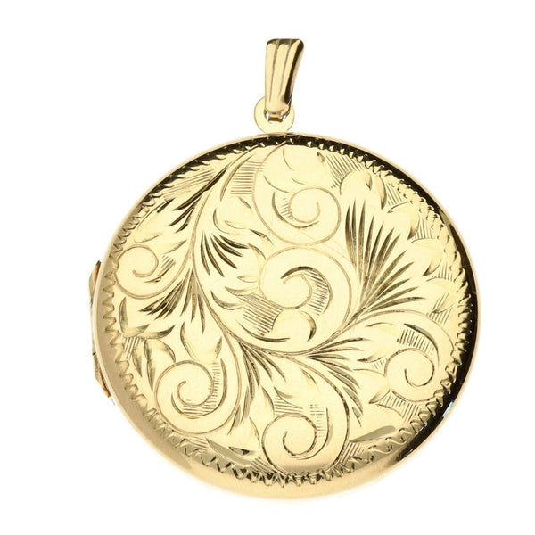 9ct Yellow Gold Ladies Round Patterned Locket -7.50g