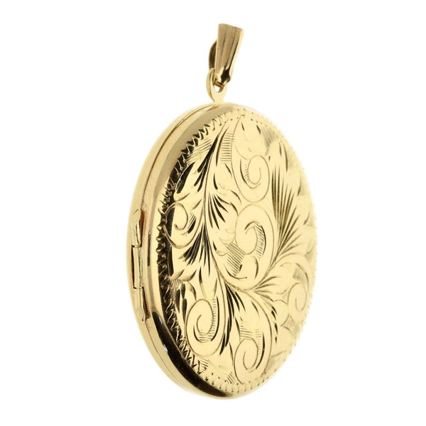 9ct Yellow Gold Ladies Round Patterned Locket -7.50g