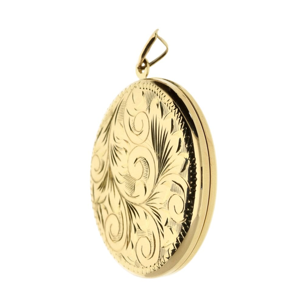 9ct Yellow Gold Ladies Round Patterned Locket -7.50g