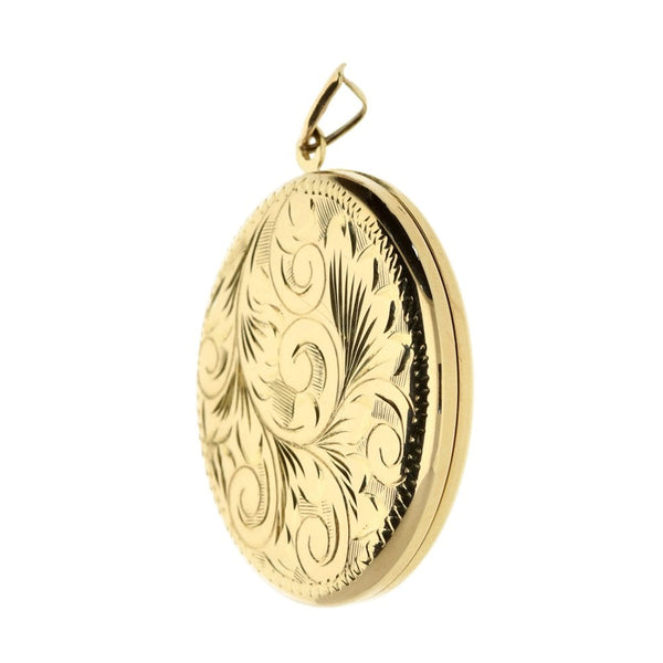 9ct Yellow Gold Ladies Round Patterned Locket -7.50g