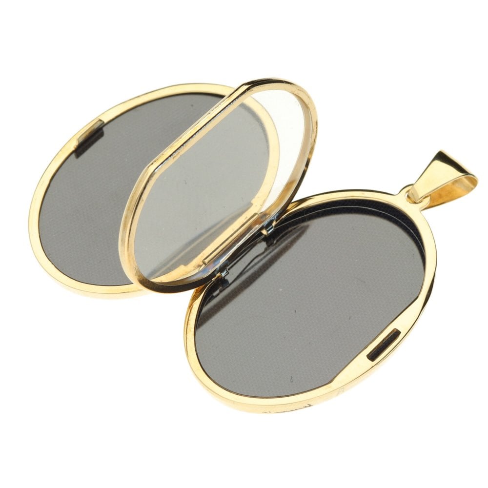 9ct Yellow Gold Ladies Oval Half Patterned Locket