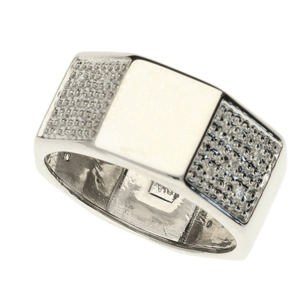 9ct White Gold Octagon Diamond Band - Size S