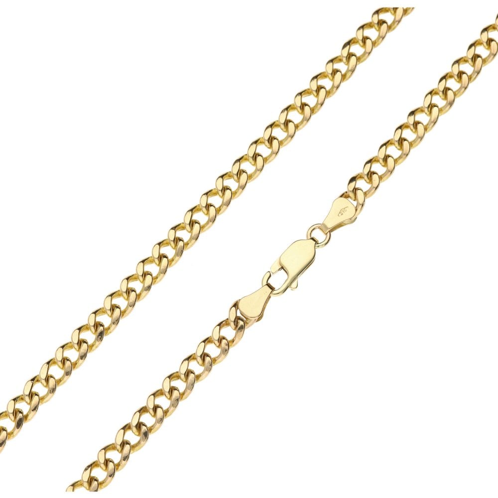 9ct Yellow Gold Gents Hollow Curb Chain -20"