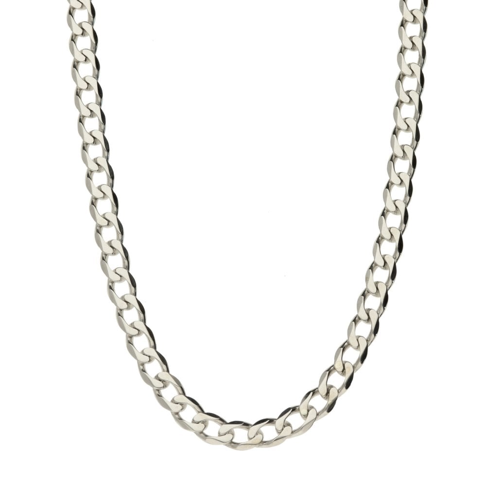 9ct White Gold Gents Curb Chain -22"
