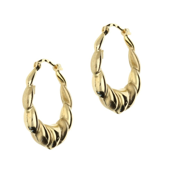 9ct Yellow Gold Patterned Creole Earrings -1.6