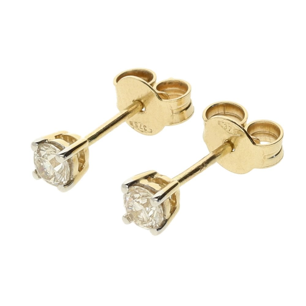 9ct Yellow Gold Diamond Stud Earrings
