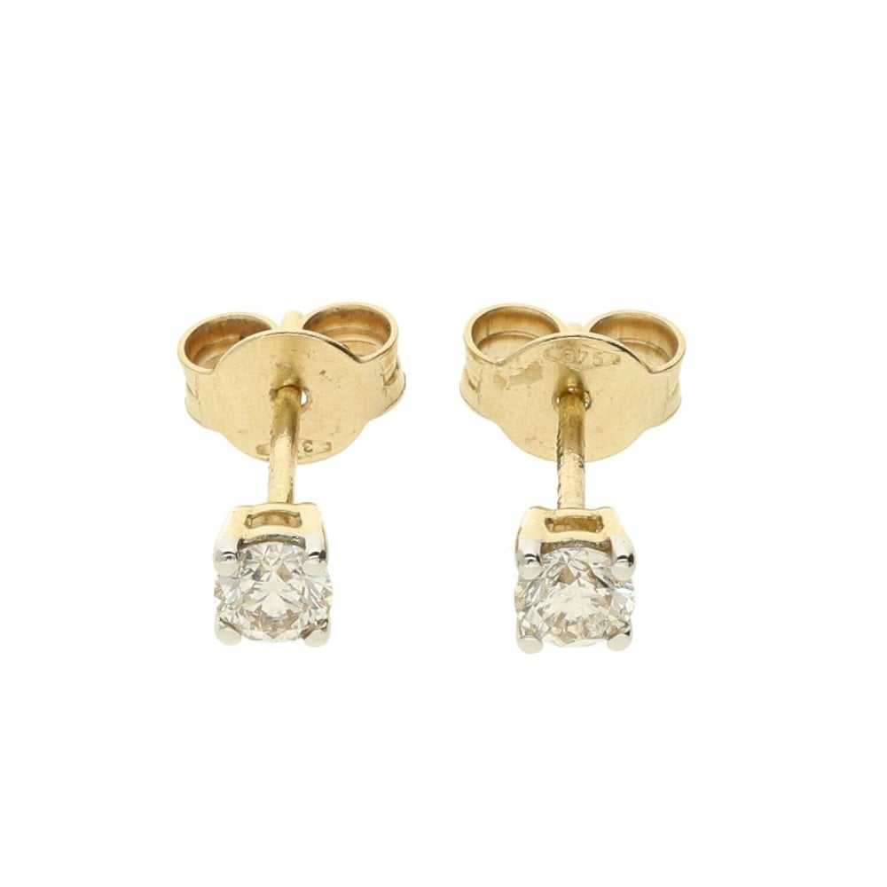 9ct Yellow Gold Diamond Stud Earrings