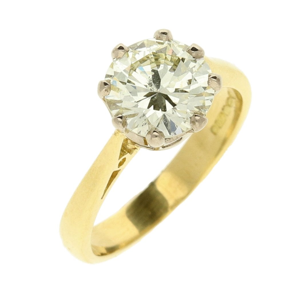 18ct Yellow Gold Diamond Solitaire Ladies Ring - Size K - 4.1g