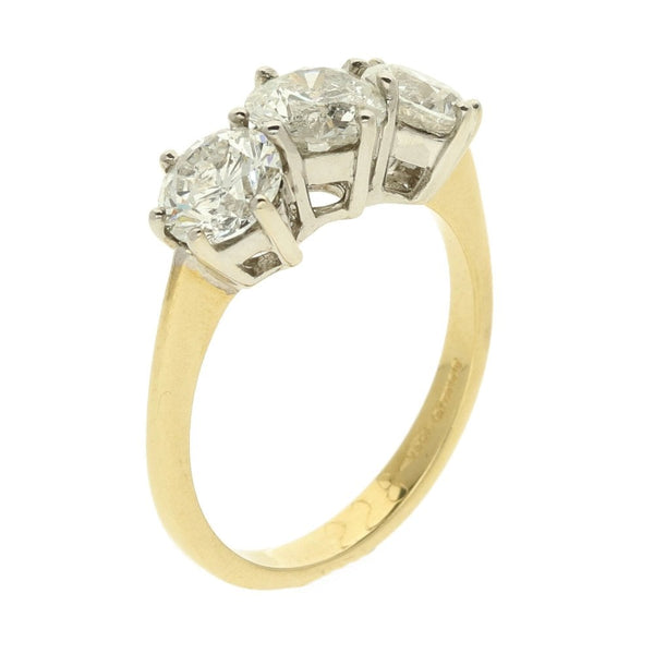 18ct Yellow Gold Three Stone Diamond Ring 2.28ct