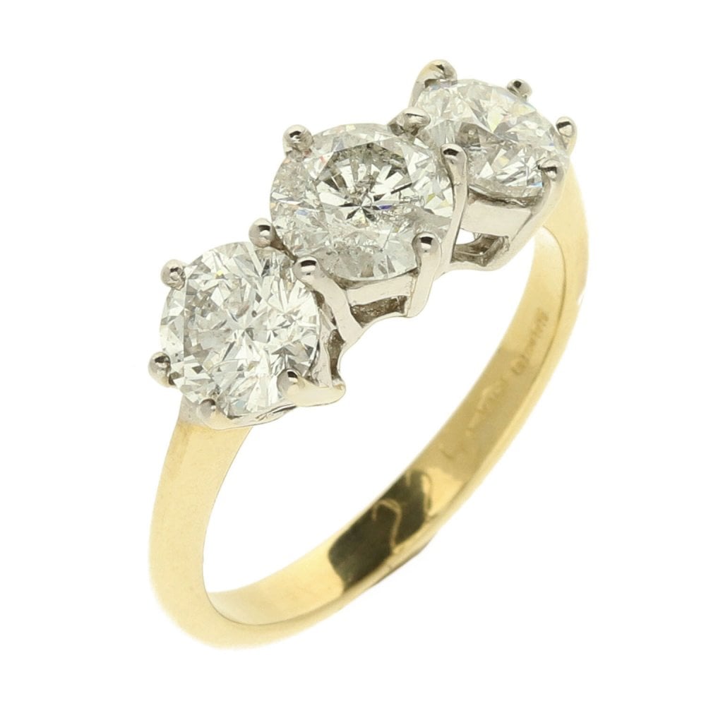 18ct Yellow Gold Three Stone Diamond Ring 2.28ct