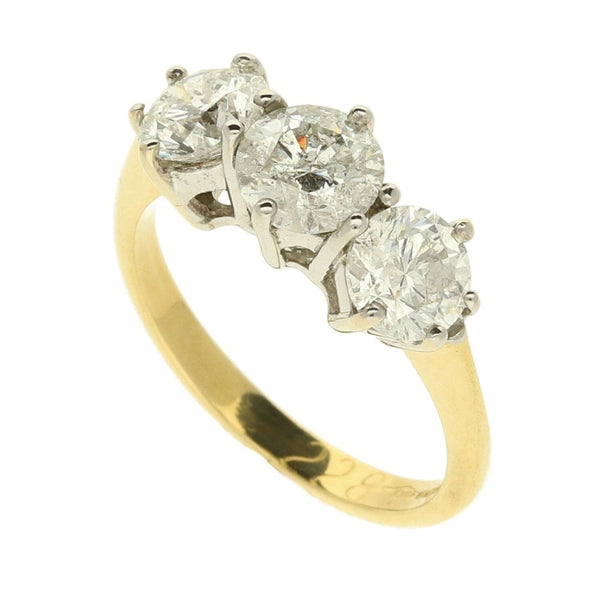 18ct Yellow Gold Three Stone Diamond Ring 2.28ct