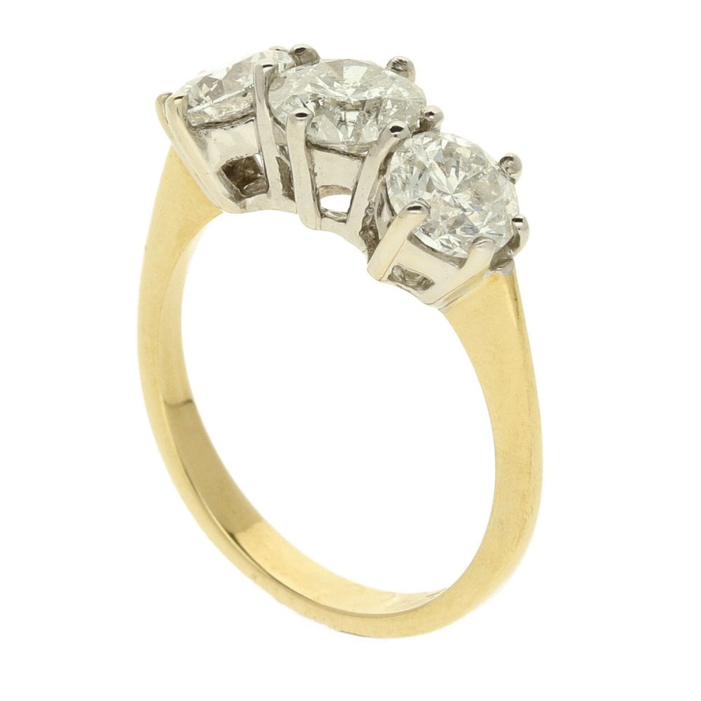 18ct Yellow Gold Three Stone Diamond Ring 2.28ct