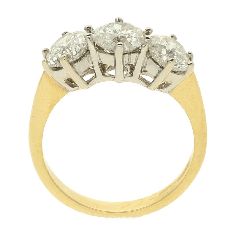 18ct Yellow Gold Three Stone Diamond Ring 2.28ct