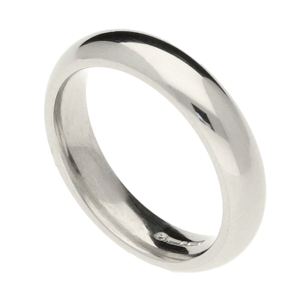 18ct White Gold Ladies 4mm Court Wedding Ring - Size K
