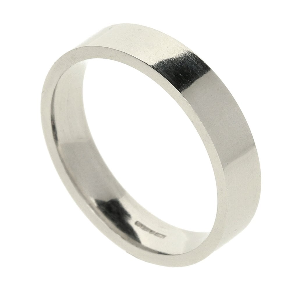Mens Platinum 5mm Heavy Flat Wedding Band 12.4g - Size X