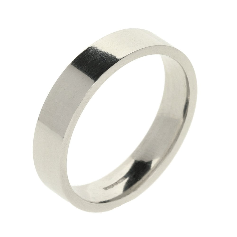 Mens Platinum 5mm Heavy Flat Wedding Band 12.4g - Size X