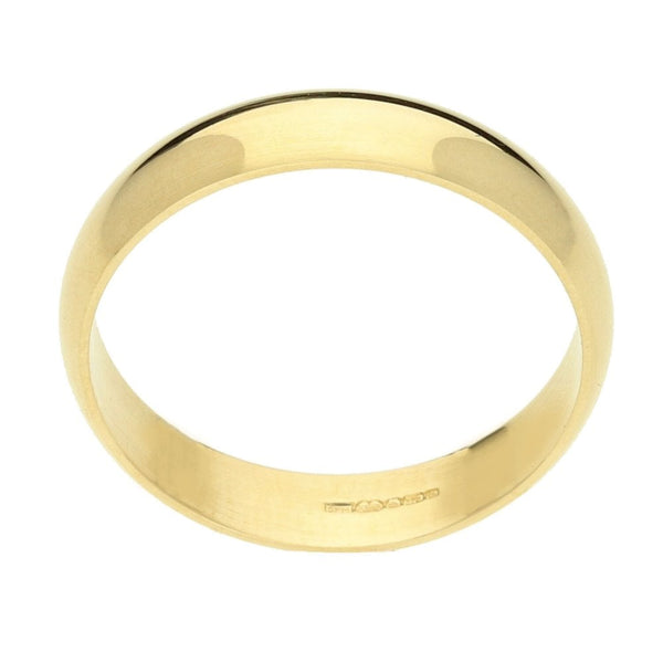 9ct Yellow Gold 4mm D Shape Wedding Band - Size O
