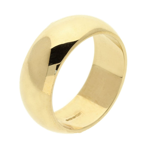 9ct Yellow Gold 8mm D-Shape Wedding Ring - Size Q - 9.3g