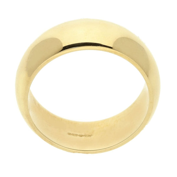 9ct Yellow Gold 8mm D-Shape Wedding Ring - Size Q - 9.3g