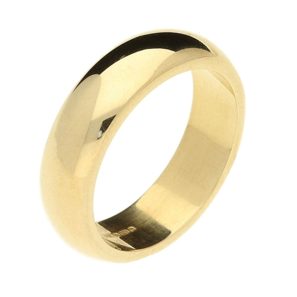 Classic 9ct Yellow Gold D-Shape Wedding Band - 5mm, Size J