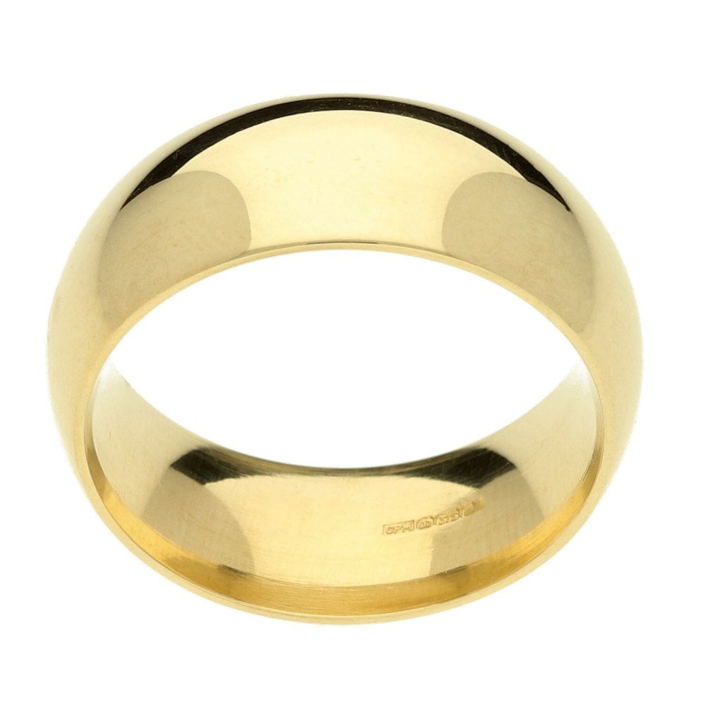 9ct Yellow Gold 8mm Court Wedding Ring - Size Q