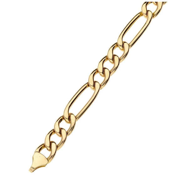 9ct Rose Gold Ladies Hollow Figaro Bracelet -7.5"