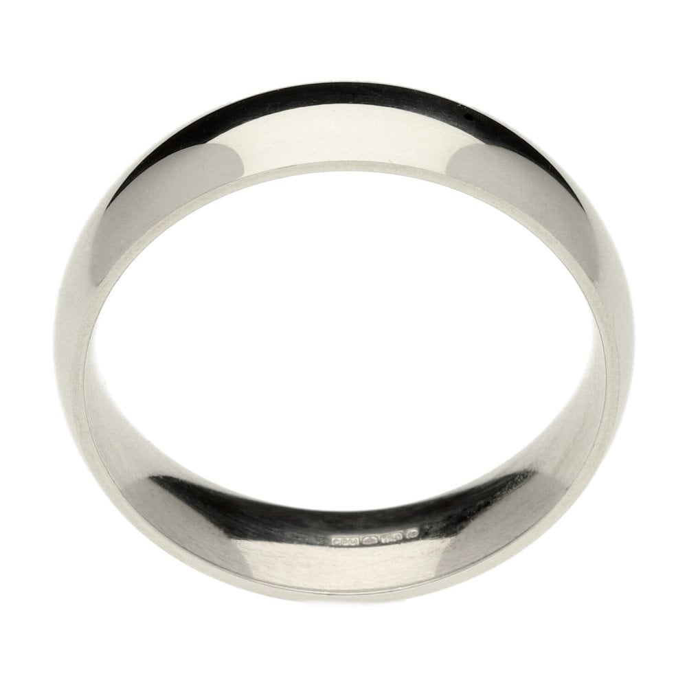 18ct White Gold Plain Court Wedding Ring - Size Y - 6mm
