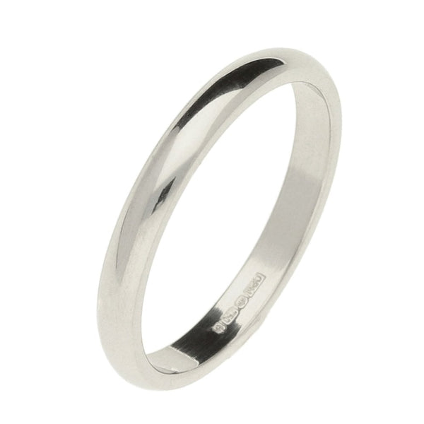 Ladies 18ct White Gold 2mm D Shape Wedding Ring