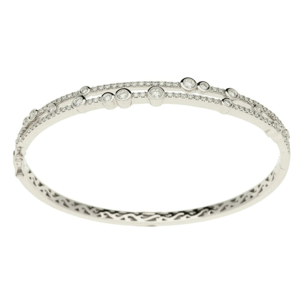 18ct White Gold Split Diamond Scatter Bangle - 1.05ct - 16.8g