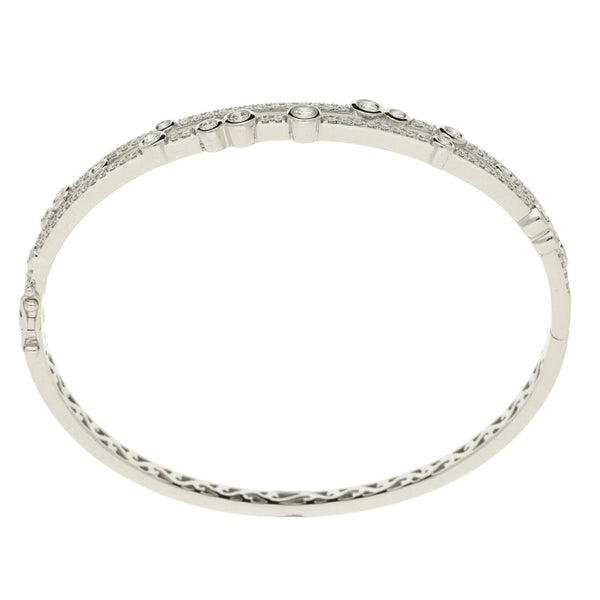 18ct White Gold Split Diamond Scatter Bangle - 1.05ct - 16.8g