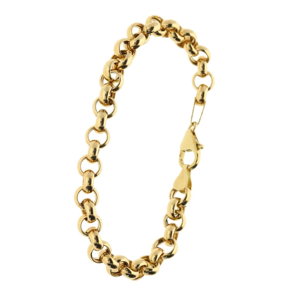 9ct Yellow Gold Hollow Belcher Bracelet - 7 inches