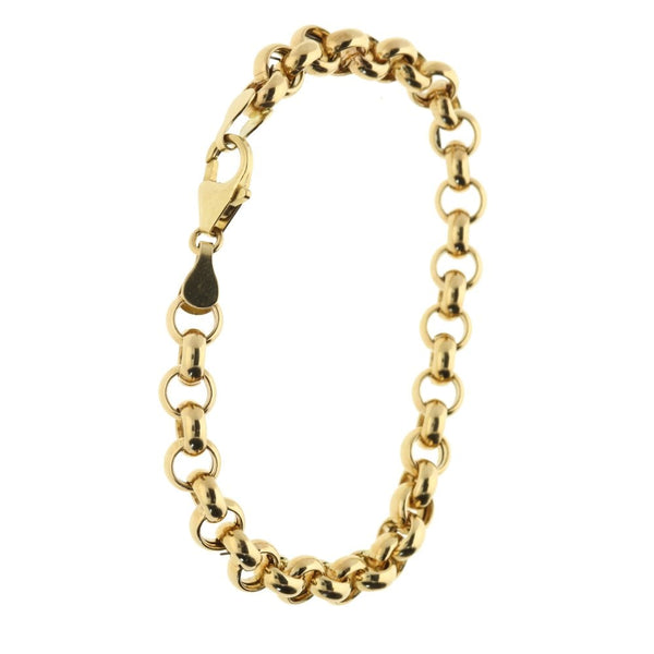 9ct Yellow Gold Hollow Belcher Bracelet - 7 inches