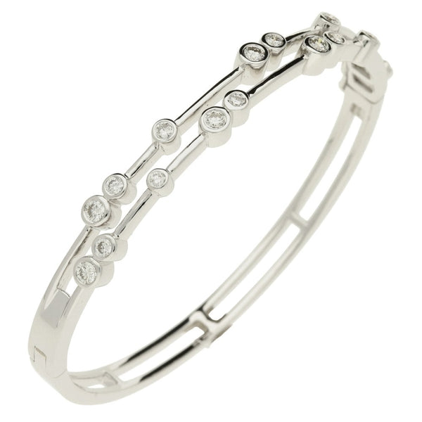 18ct White Gold Scatter Diamond Bangle - 1.00ct