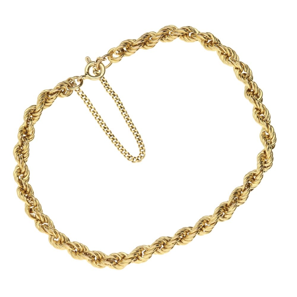9ct Yellow Gold Rope Bracelet - 8 inches