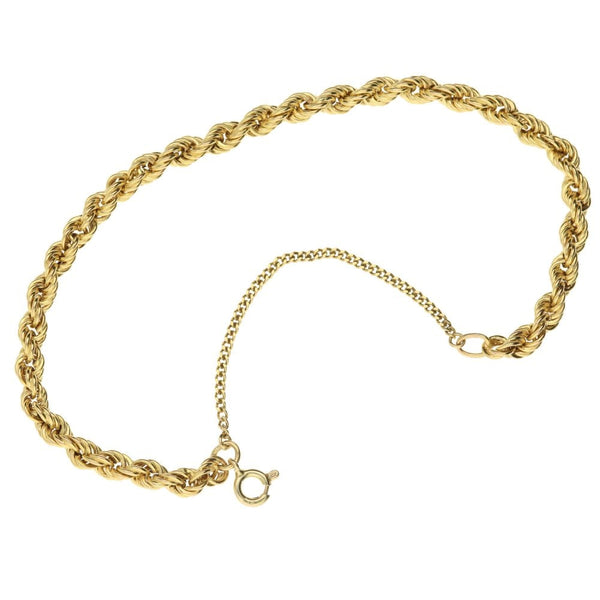 9ct Yellow Gold Rope Bracelet - 8 inches