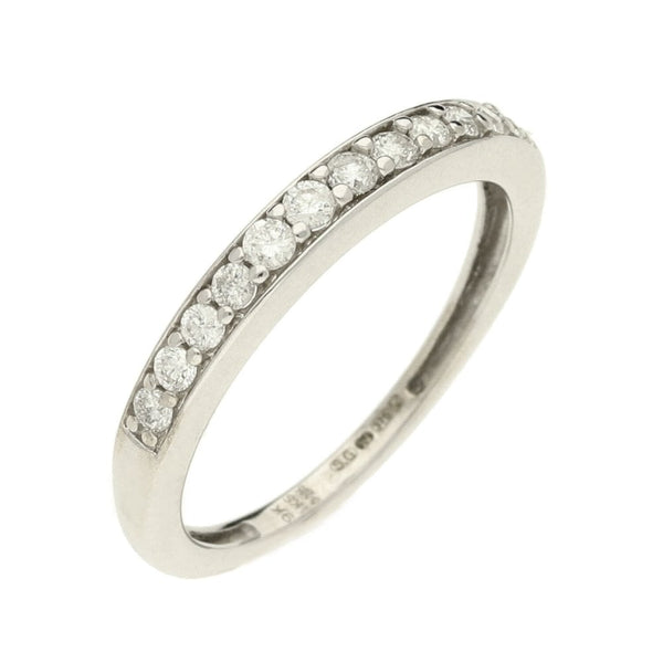 9ct White Gold Half Eternity Diamond Ring - Size J
